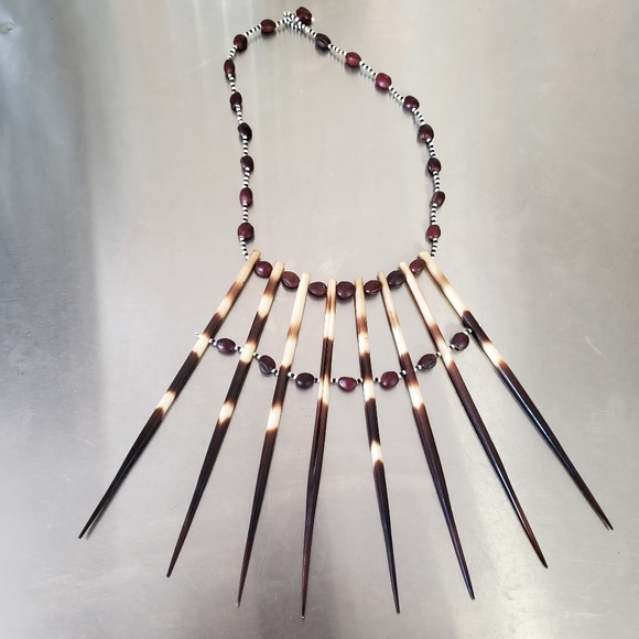 Authentic Vintage Quill African Tribal Necklace Neck Plate - Picture 2 of 6